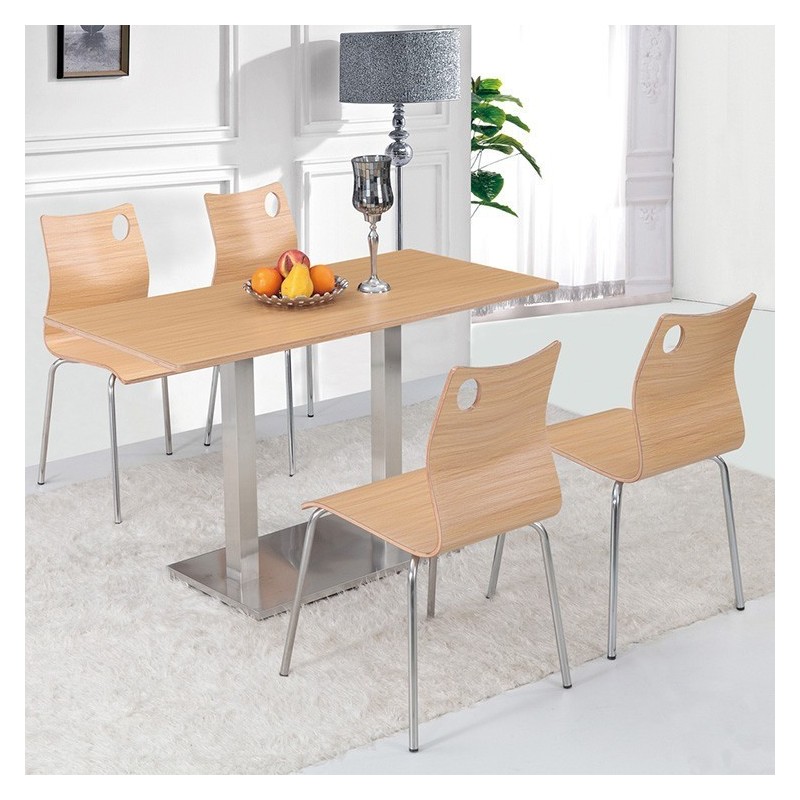 Silla AMELIE, apilable, acero inoxidable, asiento laminado HPL, blanco roto