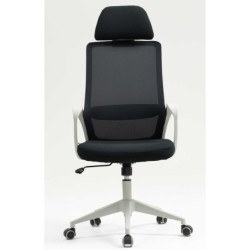 Sillón de oficina MARIO, alto, gris, malla y asiento negro 2