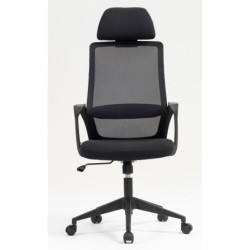 Sillón de oficina MARIO, alto, negro, malla y asiento negro 2
