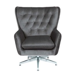 Sillón BÉCQUER, giratorio, regulable, tapizado velvet gris 2