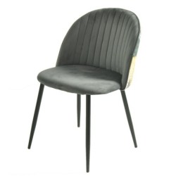 Silla PALM GREY, metal, tapizado velvet gris con trasera palm 2