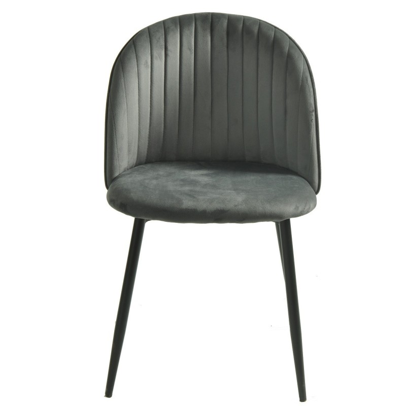 Silla PALM GREY, metal, tapizado velvet gris con trasera palm