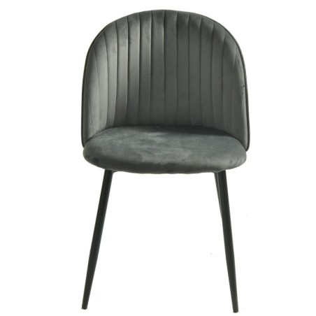 Silla PALM GREY, metal, tapizado velvet gris con trasera palm