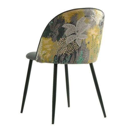 Silla PALM GREY, metal, tapizado velvet gris con trasera palm