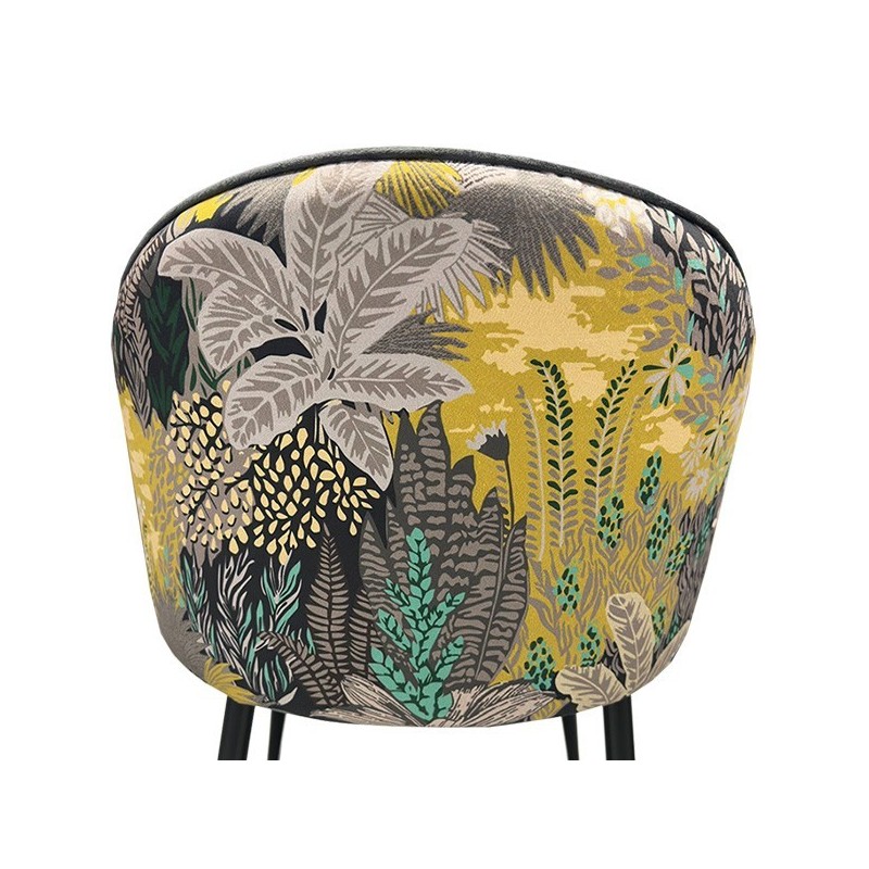 Silla PALM GREY, metal, tapizado velvet gris con trasera palm