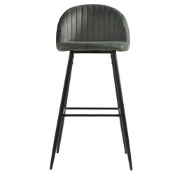 Taburete PALM GREY, metal, tapizado velvet gris con trasera palm 2