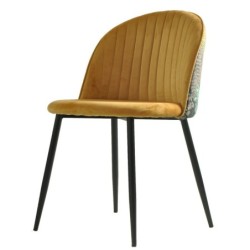 Silla PALM YELLOW, metal, tapizado velvet amarillo con trasera palm 2