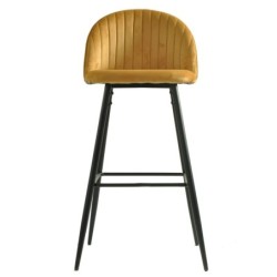 Taburete PALM YELLOW, metal, tapizado velvet amarillo con trasera palm 2