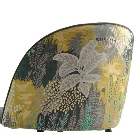 Silla PALM SKY BLUE, metal, tapizado velvet azul con trasera palm