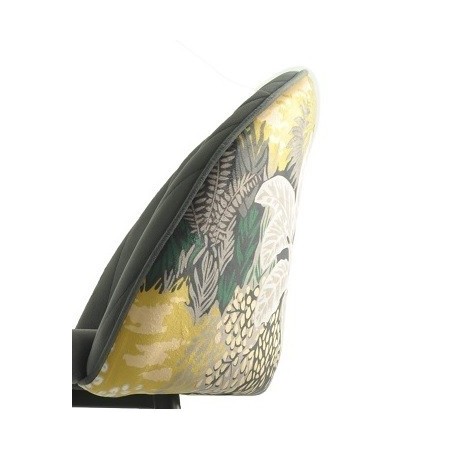 Taburete PALM SKY BLUE, metal, tapizado velvet azul con trasera palm