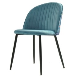 Silla CARNAVAL SKY BLUE, metal, tapizado velvet azul con trasera carnaval 2