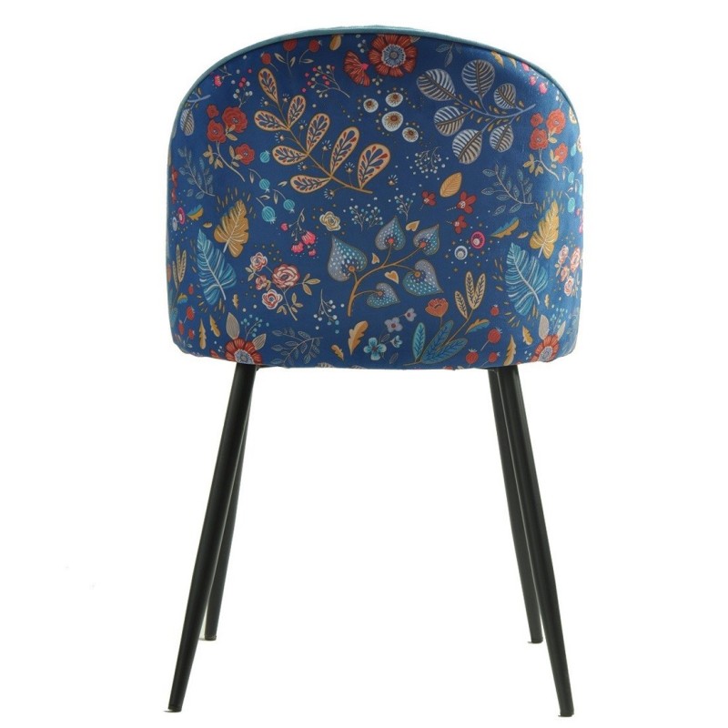 Silla CARNAVAL SKY BLUE, metal, tapizado velvet azul con trasera carnaval