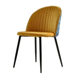 Silla CARNAVAL YELLOW, metal, tapizado velvet amarillo con trasera carnaval 2