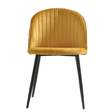 Silla CARNAVAL YELLOW, metal, tapizado velvet amarillo con trasera carnaval