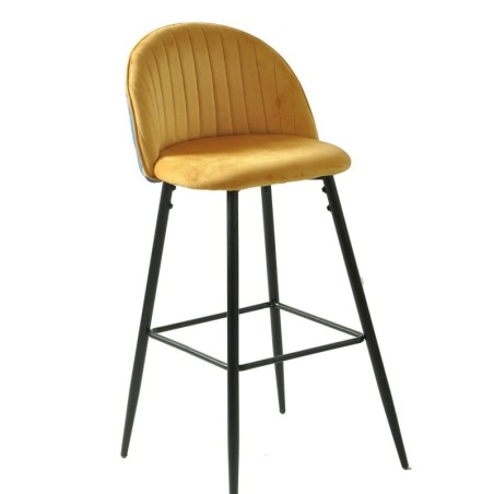 Taburete CARNAVAL YELLOW, metal, tapizado velvet amarillo con trasera carnaval