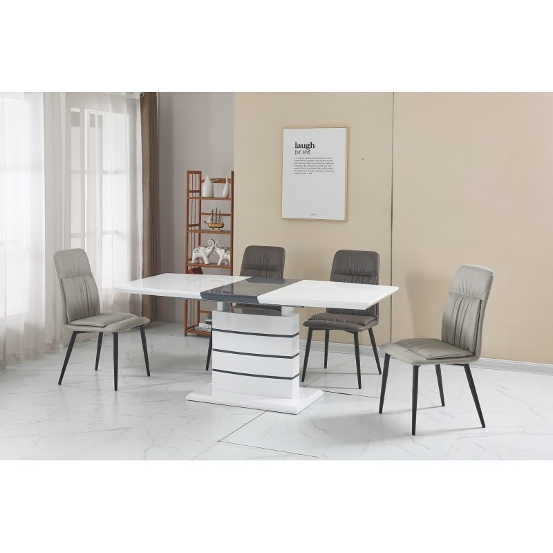 Mesa CHAMBERY, extensible, lacada blanca, 140 ~ 180 x 80 cms