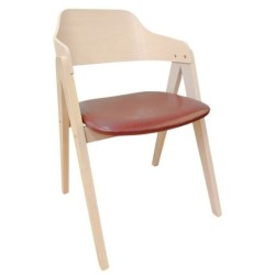 Sillón JARSY, madera de hevea, natural, similpiel marrón 2
