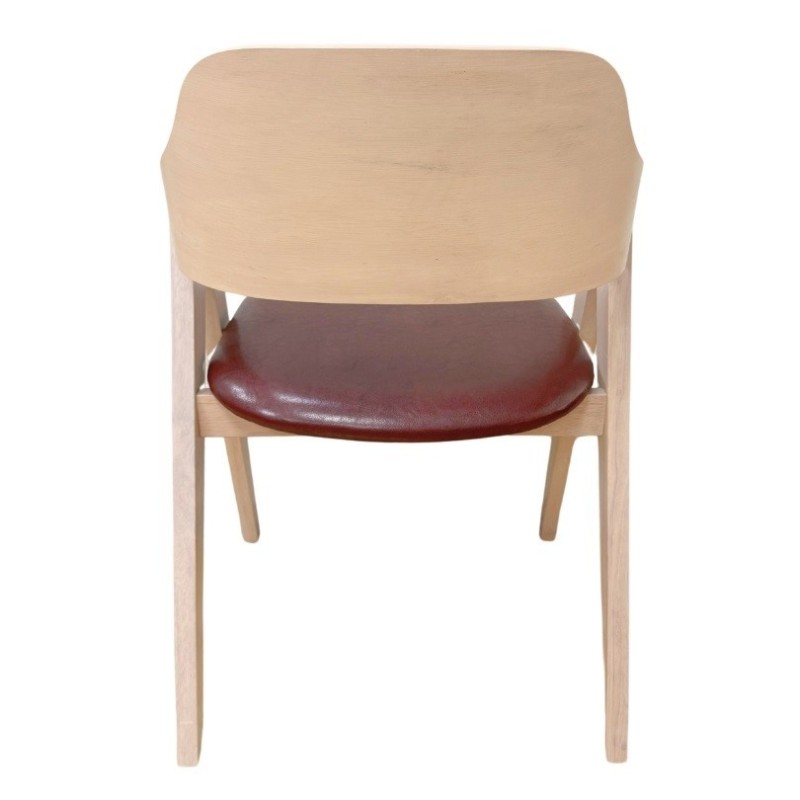 Sillón JARSY, madera de hevea, natural, similpiel marrón