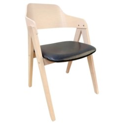 Sillón JARSY, madera de hevea, natural, similpiel negra 2
