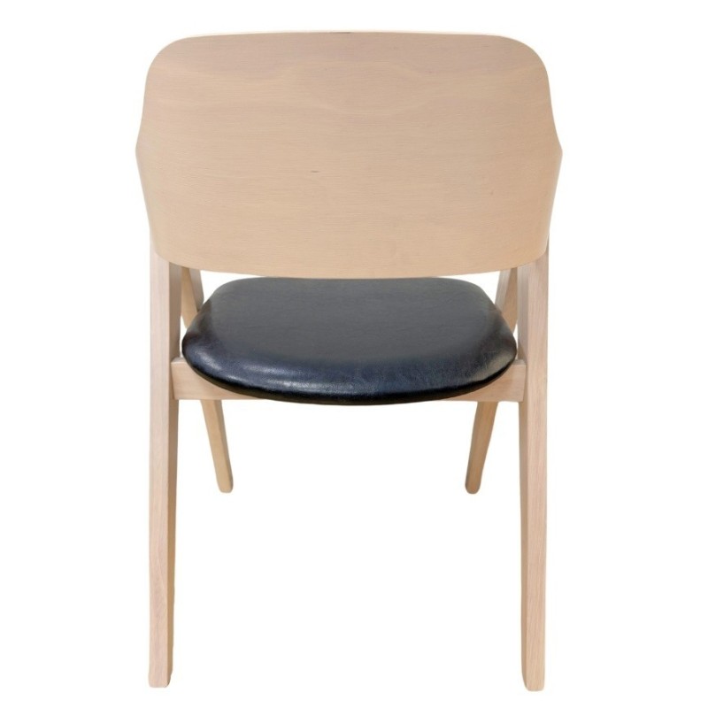 Sillón JARSY, madera de hevea, natural, similpiel negra
