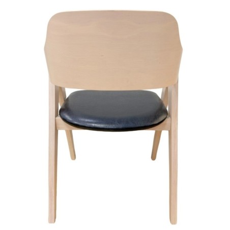 Sillón JARSY, madera de hevea, natural, similpiel negra