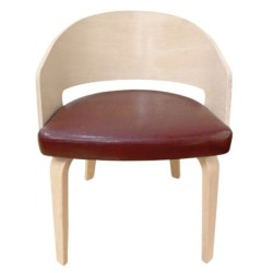 Sillón SINTRA, contrachapado de madera de hevea, natural, similpiel marrón 2