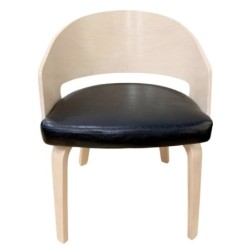Sillón SINTRA, contrachapado de madera de hevea, natural, similpiel negra 2