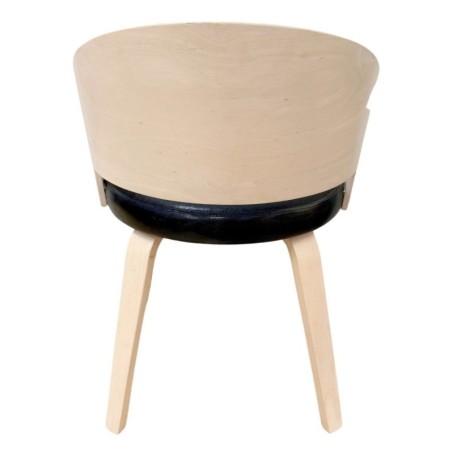 Sillón SINTRA, contrachapado de madera de hevea, natural, similpiel negra