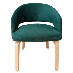 Sillón VISEU, contrachapado de madera de hevea, natural, velvet verde oscuro 2
