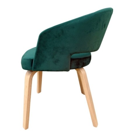 Sillón VISEU, contrachapado de madera de hevea, natural, velvet verde oscuro