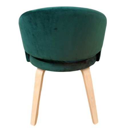 Sillón VISEU, contrachapado de madera de hevea, natural, velvet verde oscuro