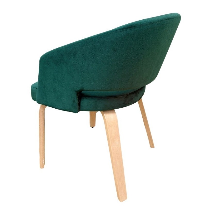 Sillón VISEU, contrachapado de madera de hevea, natural, velvet verde oscuro