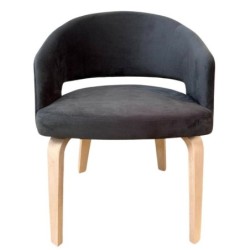 Sillón VISEU, contrachapado de madera de hevea, natural, velvet gris oscuro 2