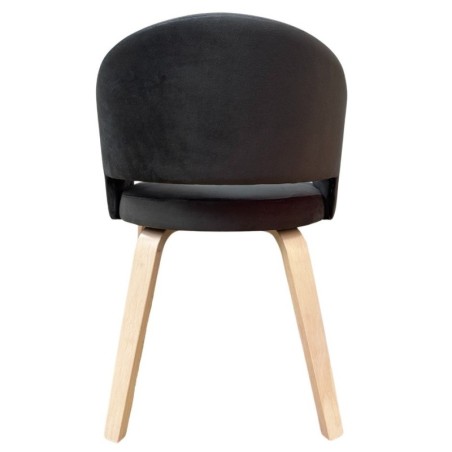 Sillón VISEU, contrachapado de madera de hevea, natural, velvet gris oscuro