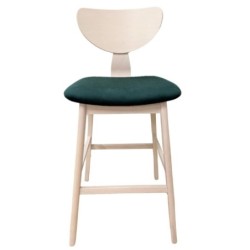 Taburete DUBLIN, madera de hevea, natural, velvet verde oscuro 2