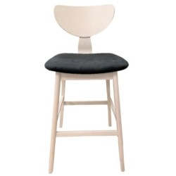 Taburete DUBLIN, madera de hevea, natural, velvet gris oscuro 2