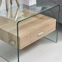 Mesa MARILYN, baja, madera, cristal, 50x50 cms 2