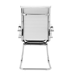 Sillón de oficina OLIVER, fijo de patín, cromado, similpiel blanca 2