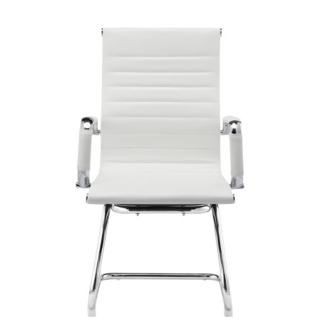 Sillón de oficina OLIVER, fijo de patín, cromado, similpiel blanca