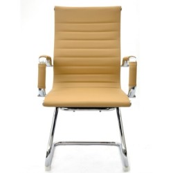 Sillón de oficina OLIVER, fijo de patín, cromado, similpiel marrón claro 2