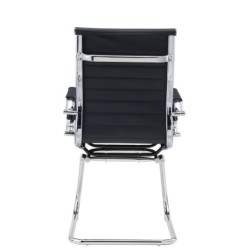 Sillón de oficina OLIVER, fijo de patín, cromado, similpiel negra 2