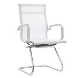 Sillón de oficina IGOR, fijo, cromado, malla blanca