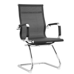 Sillón de oficina IGOR, fijo, cromado, malla negra 2