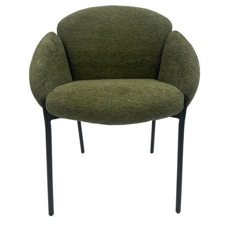 Sillón GIORGIO, metal, tapizado chenilla verde bosque