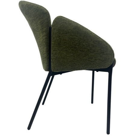 Sillón GIORGIO, metal, tapizado chenilla verde bosque