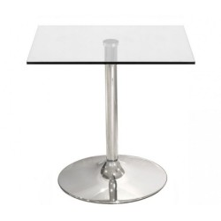 Mesa BERNIE 60C, cromada, cristal templado 60 x 60 cms