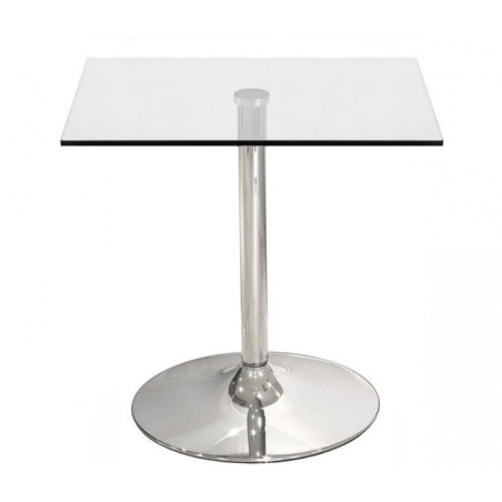 Mesa BERNIE 60C, cromada, cristal templado 60 x 60 cms