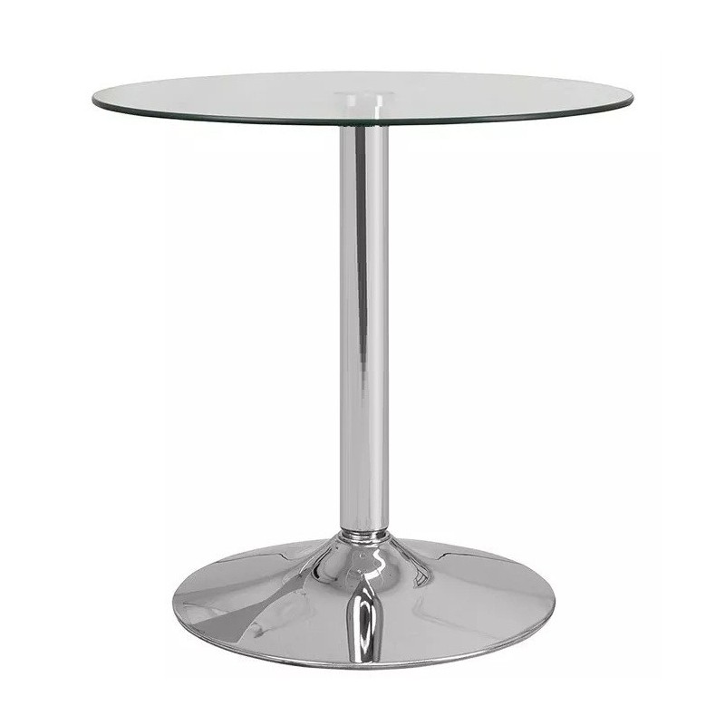 Mesa BERNIE 60R, cromada, cristal templado 60 cms diámetro