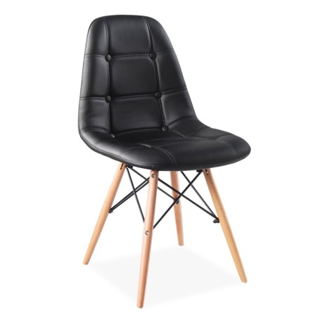 Silla BRISA, madera, similpiel negra