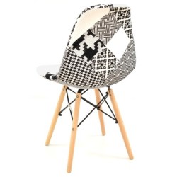 Silla STAR, madera, tejido patchwork combi bgn 2